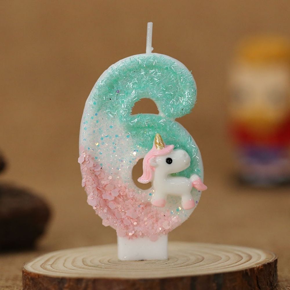 Fancy Cute Unicorn Number Candle for birthday party cake decoration