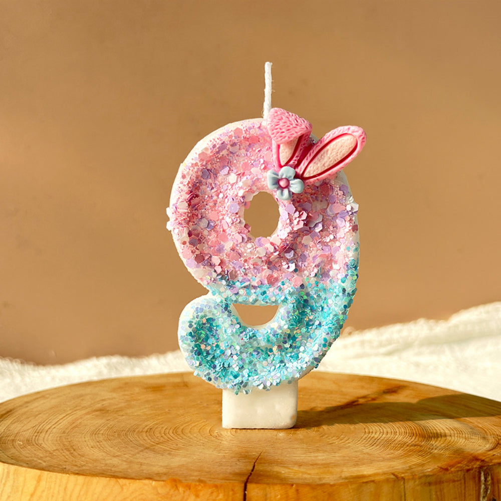 Premium Pastel Bunny Pink Blue number candle for birthday cake decoration