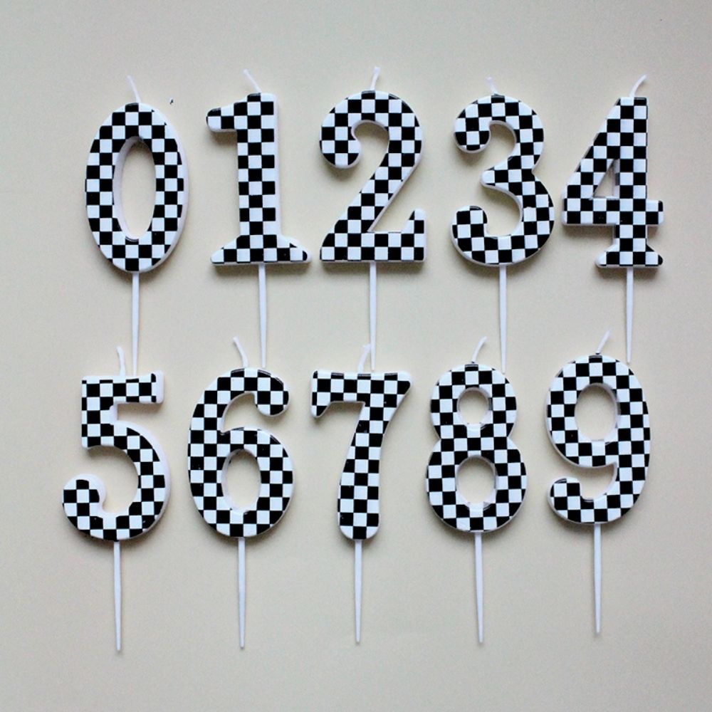 Checked Racing Theme Number Candle