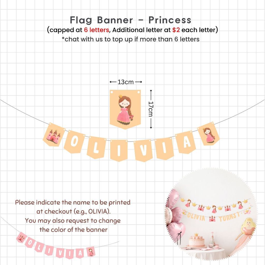 Personalised Princess Theme Birthday Party Decoration