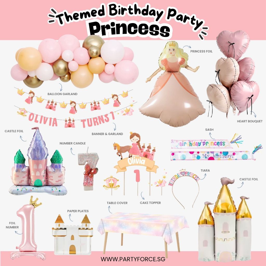 Personalised Princess Theme Birthday Party Decoration