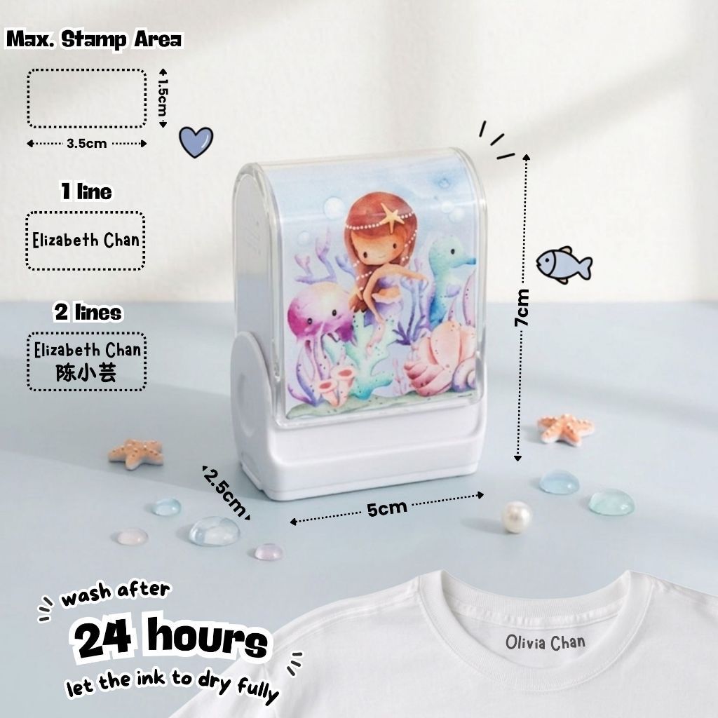 Personalised Clothing Name Stamp Waterproof Ink Permanent Fabric Chop