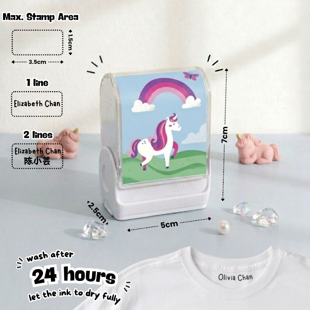Personalised Clothing Name Stamp Waterproof Ink Permanent Fabric Chop