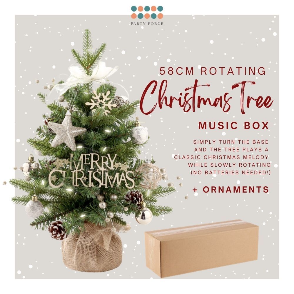 58cm Christmas Tree Rotating Music Box with Ornaments Christmas Decoration Gift