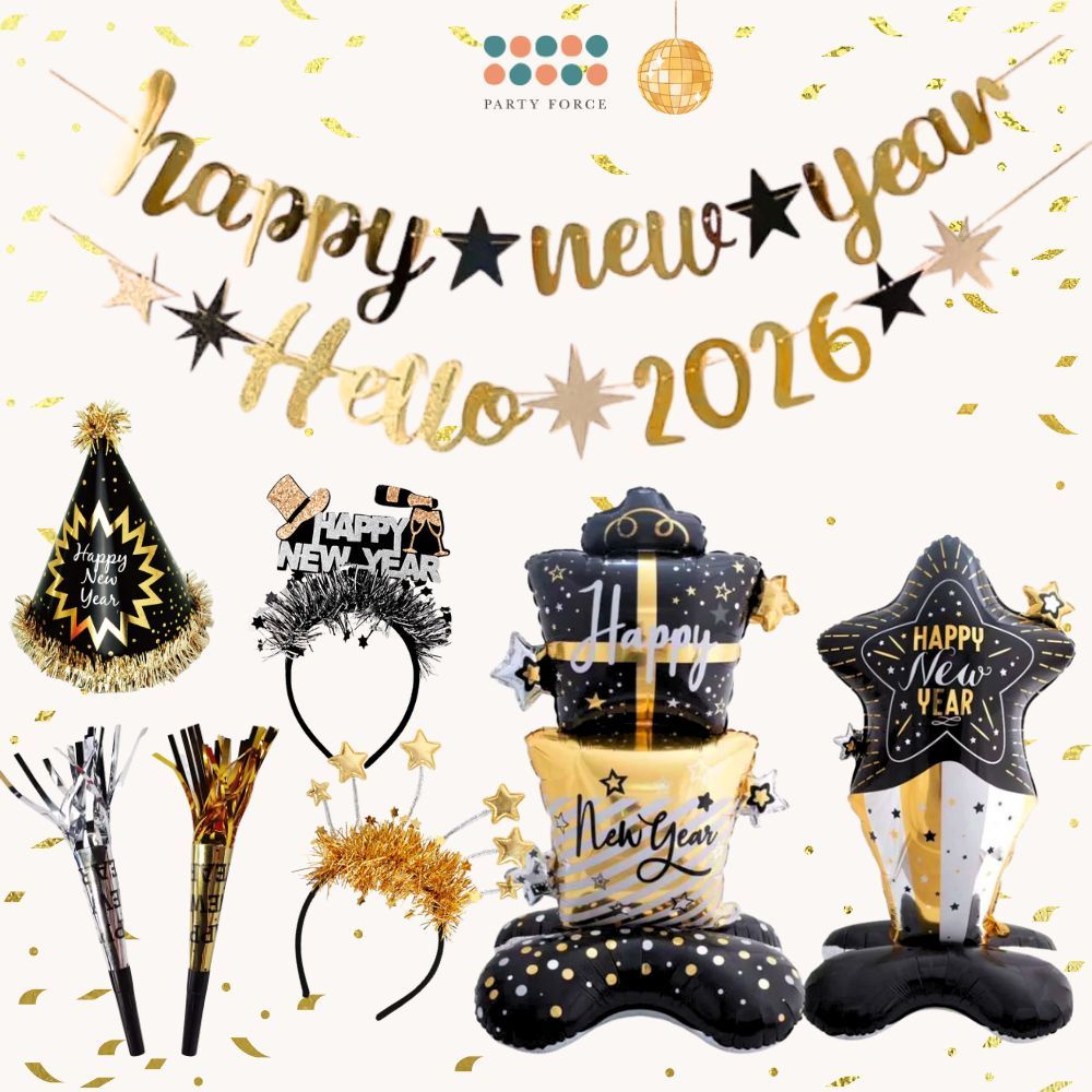 Happy New Year party Decoration Foil Balloon Tableware for New Year Party Decoration