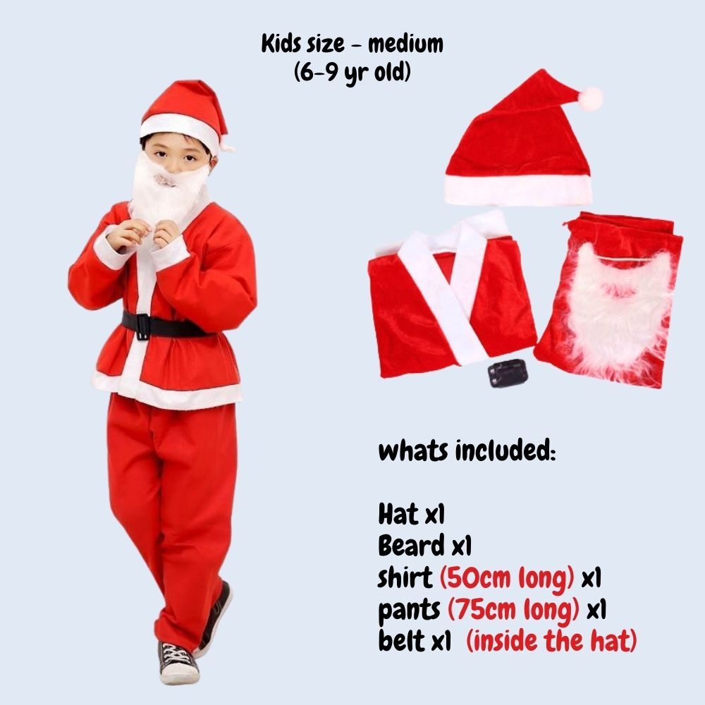 Christmas Santa Claus Costume Set Kids Women Men