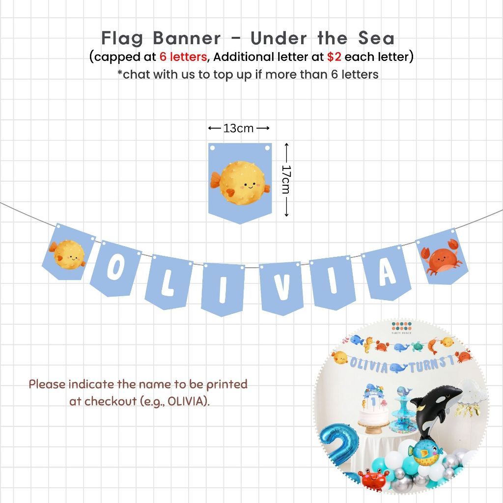 Personalised Under the Sea Animal Theme Birthday Party Decoration