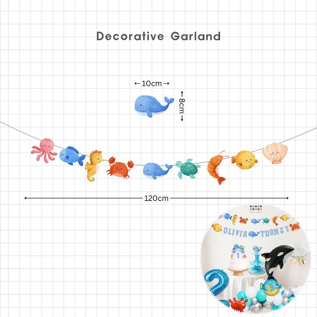 Personalised Under the Sea Animal Theme Birthday Party Decoration