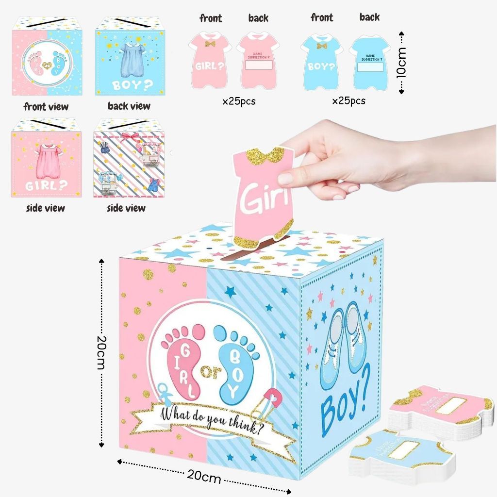 Gender Reveal Party Essentials Balloon Decoration Boy or Girl Banner Confetti Popper