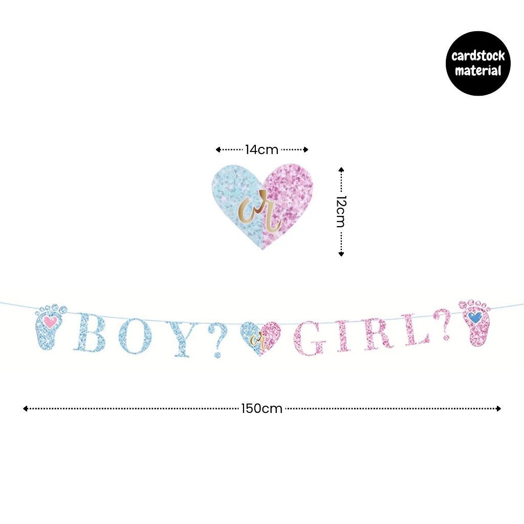 Gender Reveal Party Essentials Balloon Decoration Boy or Girl Banner Confetti Popper