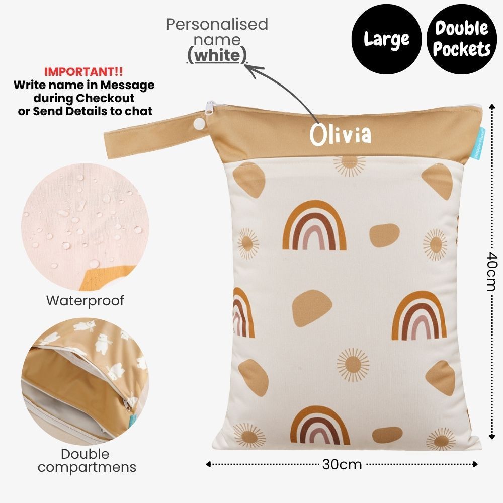 Personalised Wet Bag Waterproof Baby Diaper Bag Childcare Wash Bag Custom name
