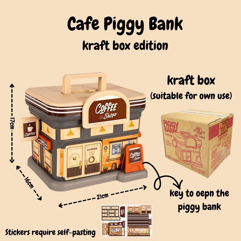 Creative Gift Kids Piggy Bank Gas Station Cafe Piggy Bank for Notes and coins