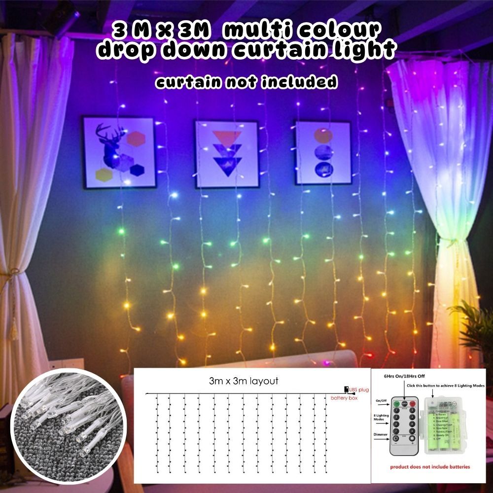 Deepavali Decoration Diwali Candle Banner 3m x 3m drop down curtain light decor