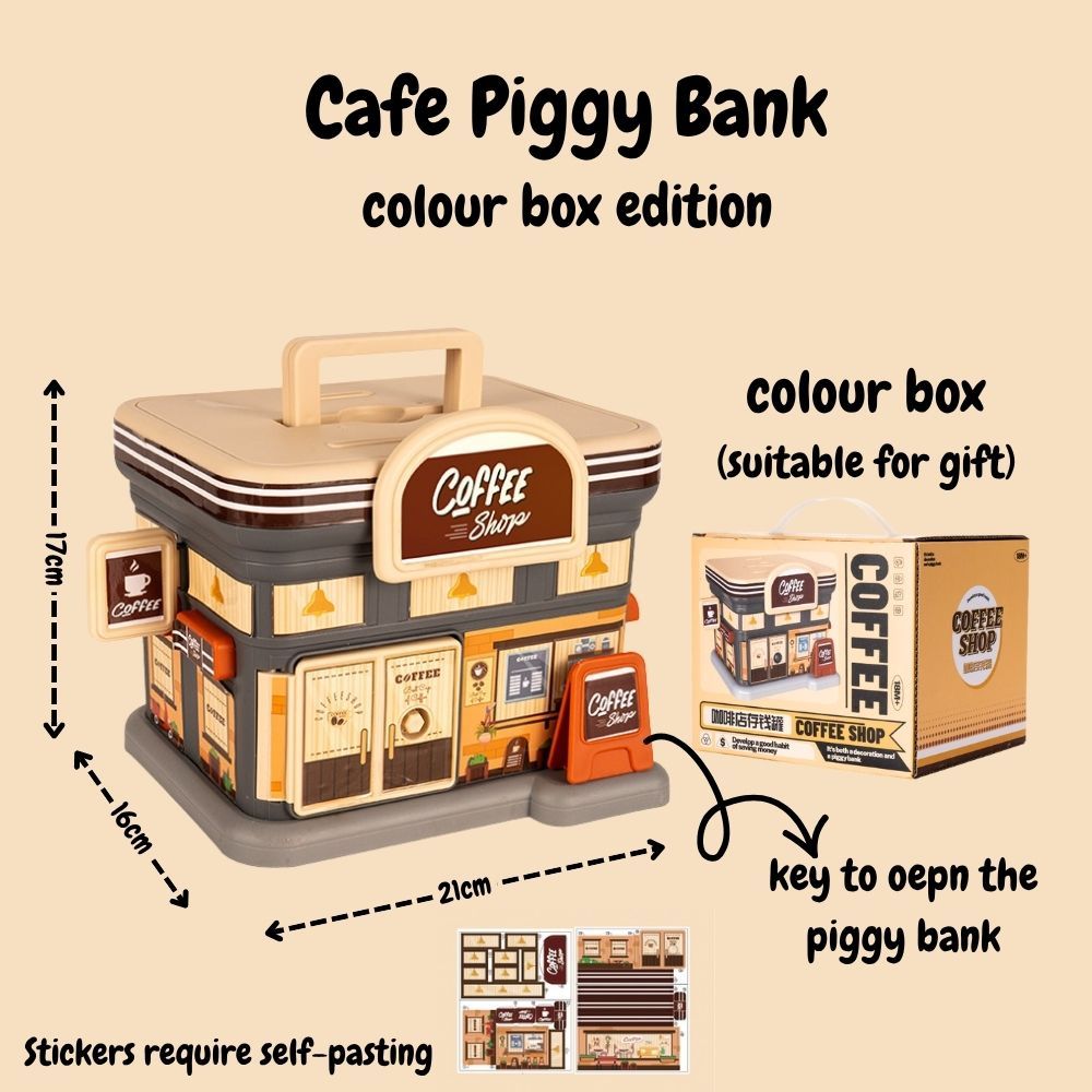 Creative Gift Kids Piggy Bank Gas Station Cafe Piggy Bank for Notes and coins