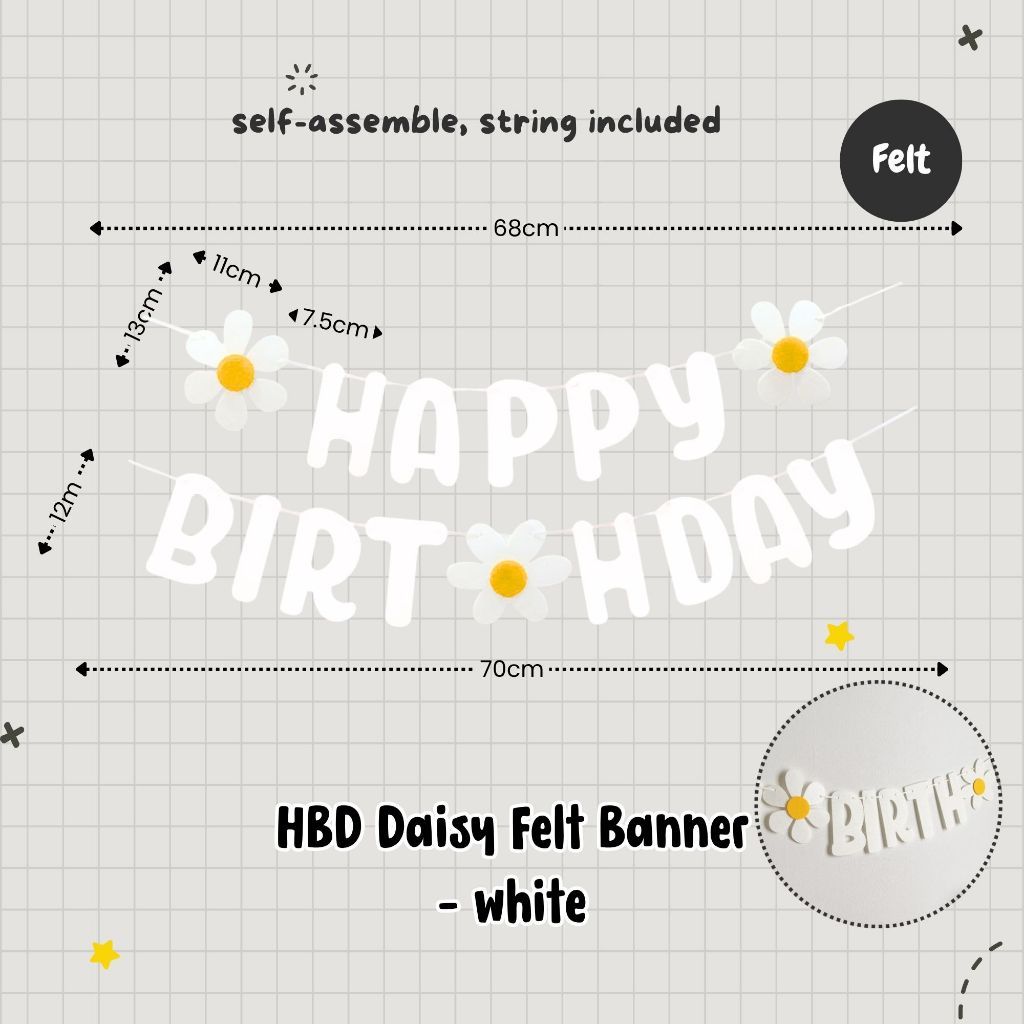 Daisy Theme Banner Balloon Party Decoration for Birthday Party