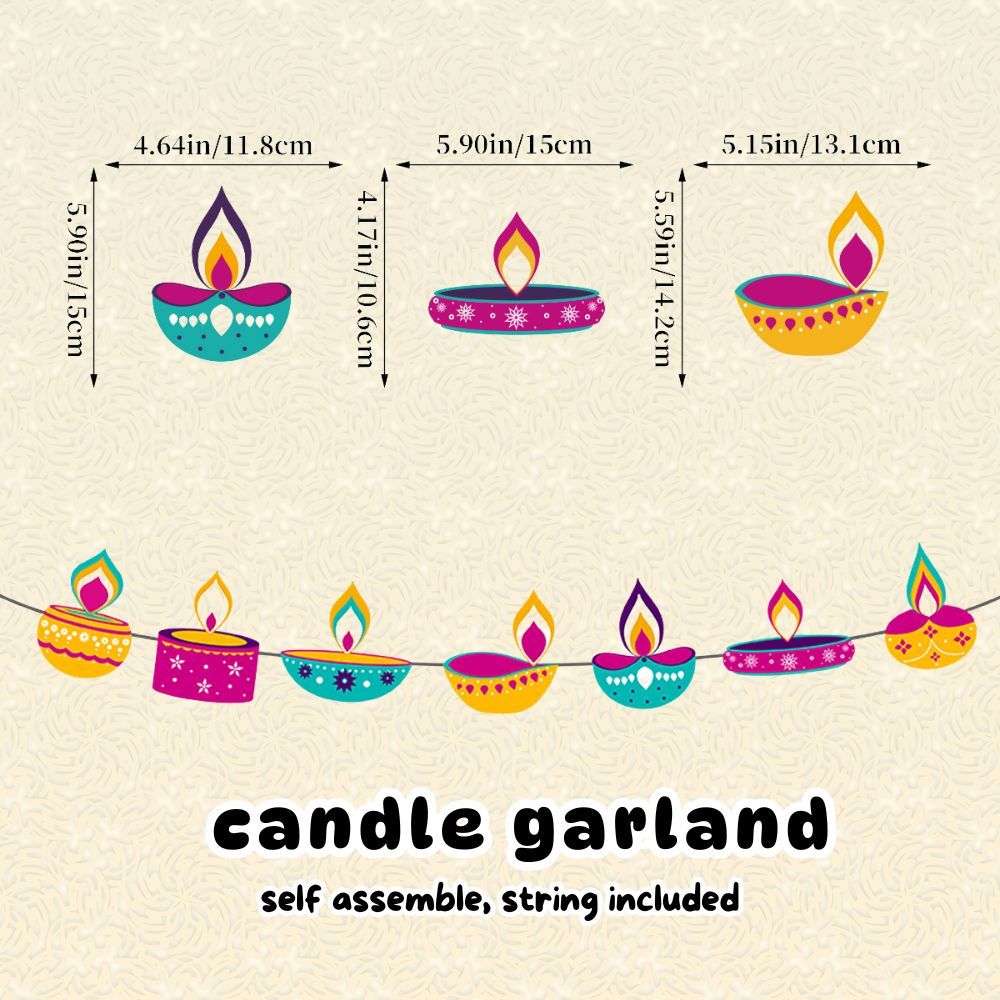 Deepavali Decoration Diwali Candle Banner 3m x 3m drop down curtain light decor