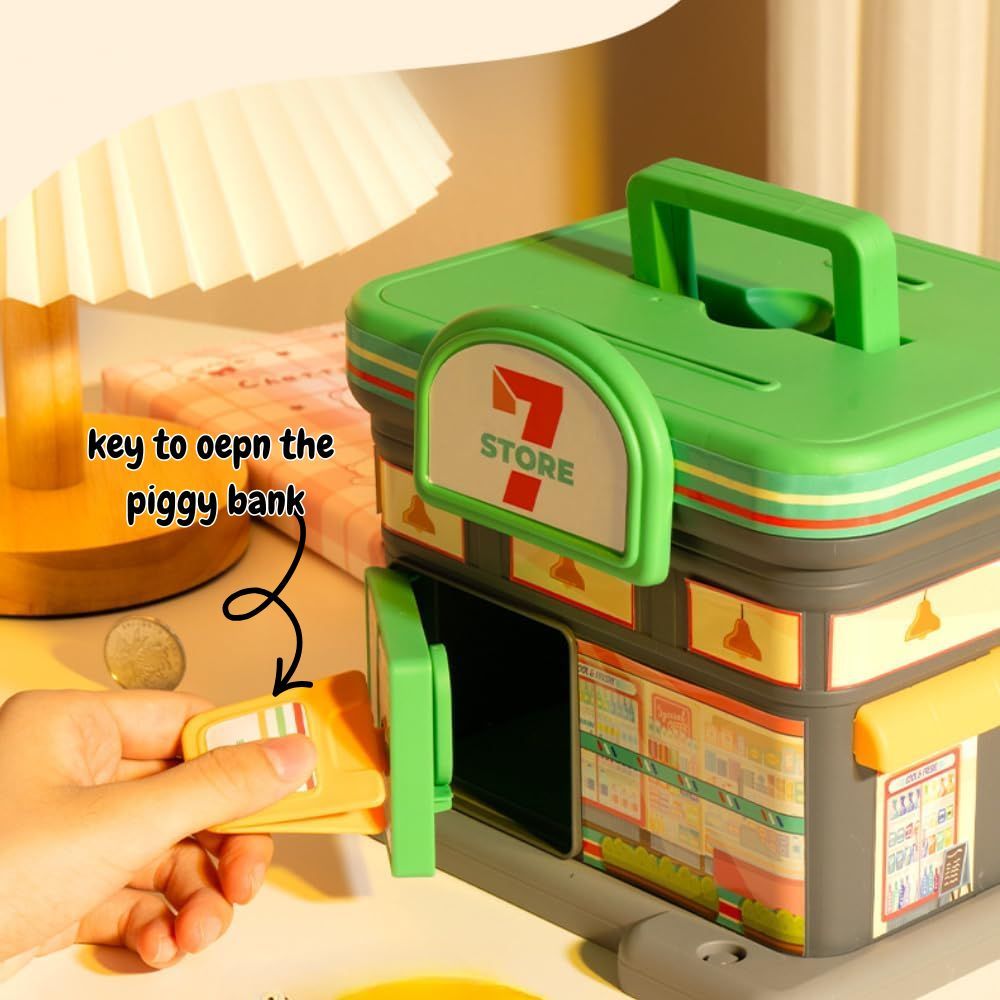 Creative Gift Kids Piggy Bank Gas Station Cafe Piggy Bank for Notes and coins