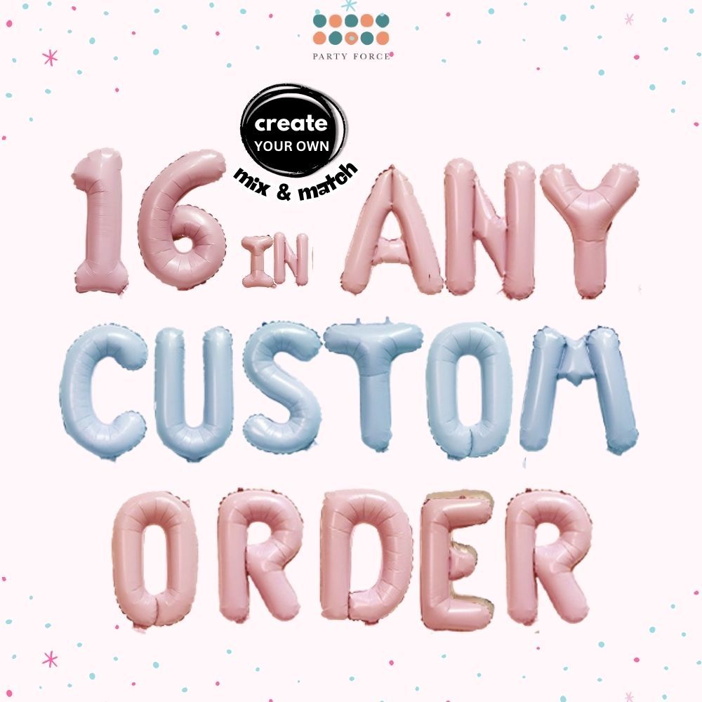 16 inch Baby Blue Baby Pink Number Letter Balloon