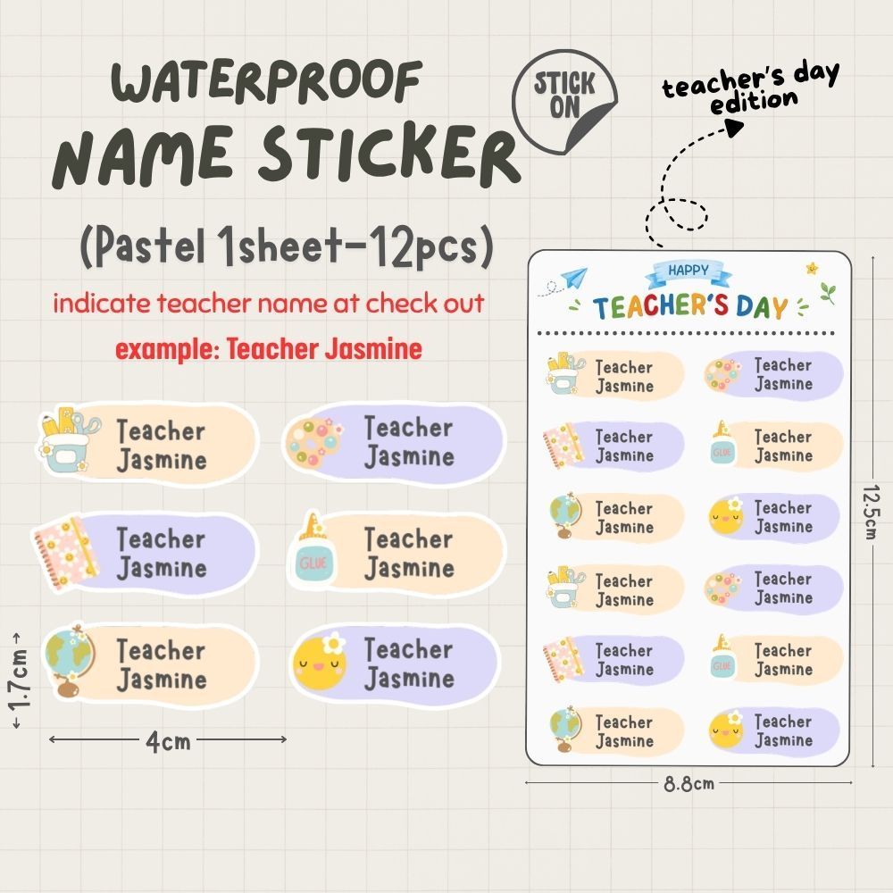Personalised Teacher Stamp Name Sticker Name Labels Teacher's Day Gift Teachers Day