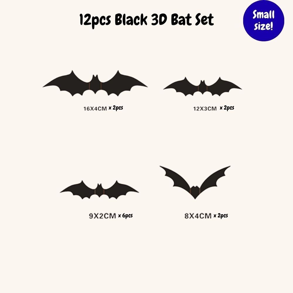 Halloween 3D Bat & Spider Wall Stickers