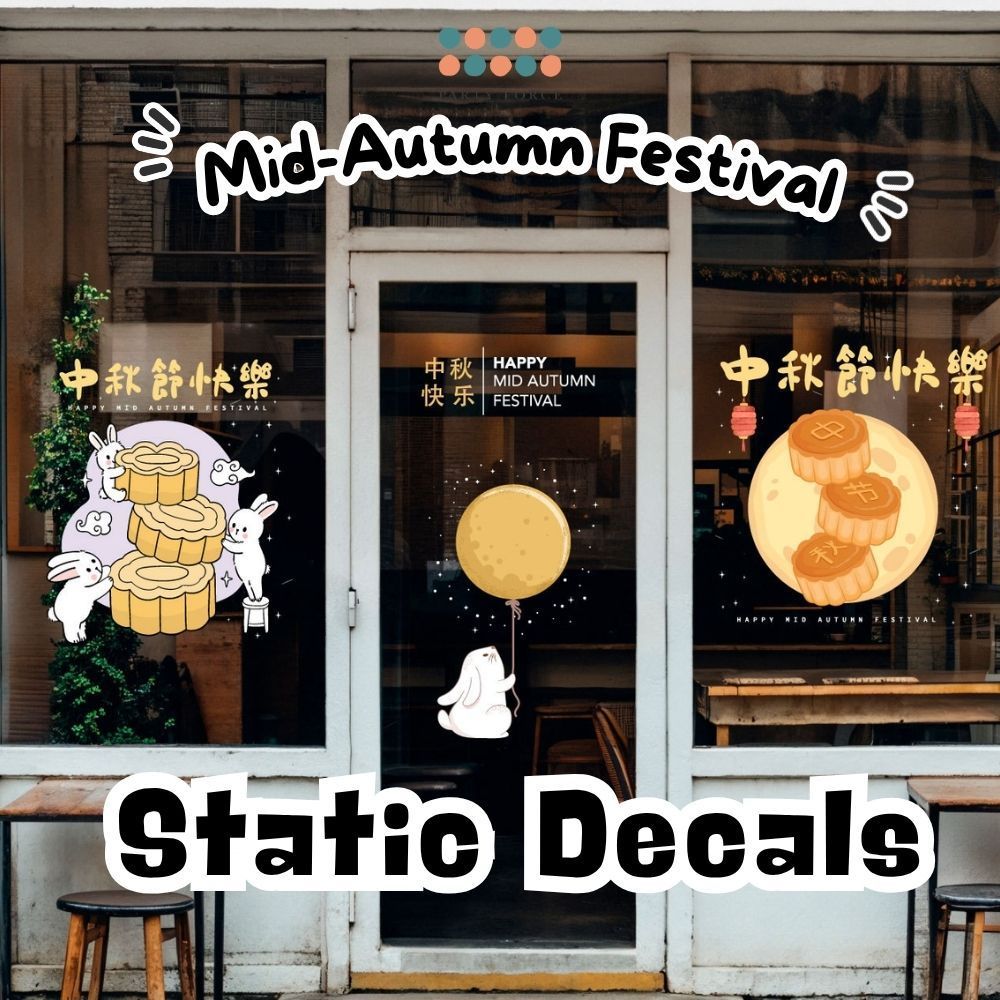 Mid-Autumn Festival electrostatic vinyl decals for Glass Window Stickers Decoration
