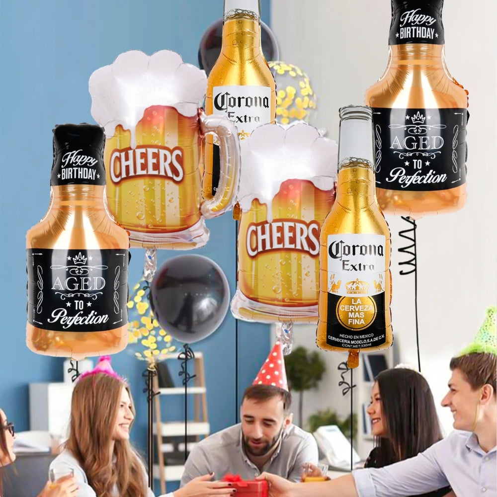 Large Size Champagne Whisky bear foil balloon for birthday party decoration