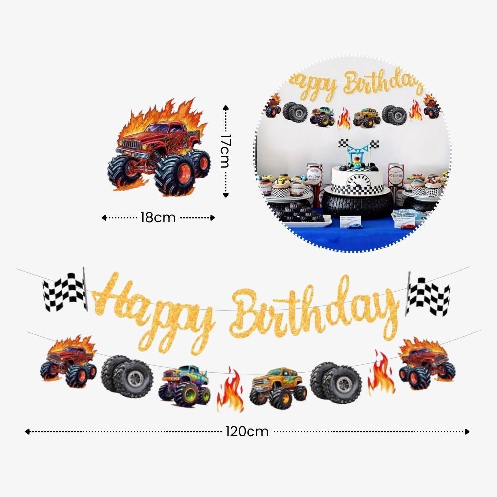 Personalised Hot Wheels Racing Theme Birthday Party Balloon Banner Decoration