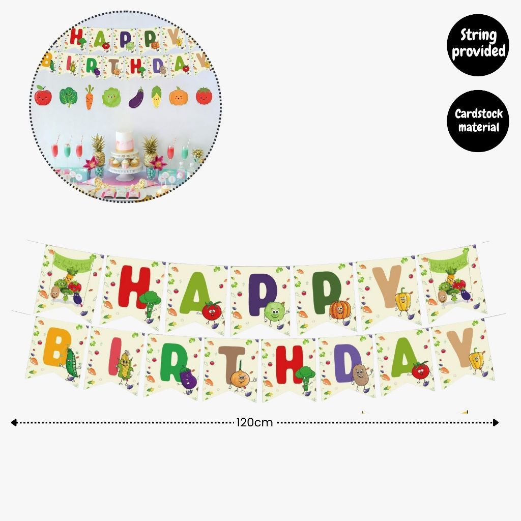 Personalised Fruits and Vegetable Theme Birthday Balloon Party Balloon Banner Decoration