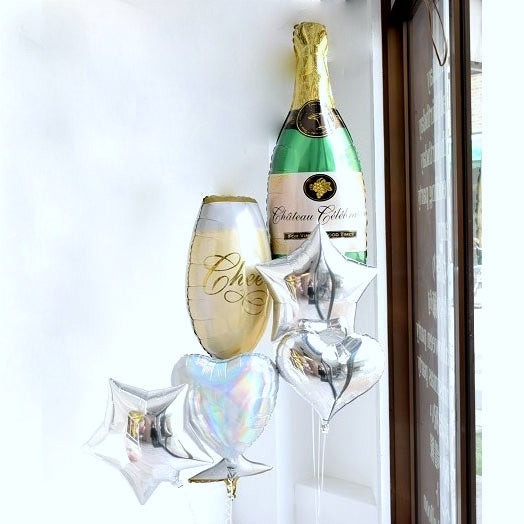 Large Size Champagne Whisky bear foil balloon for birthday party decoration