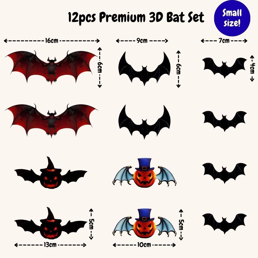 Halloween 3D Bat & Spider Wall Stickers