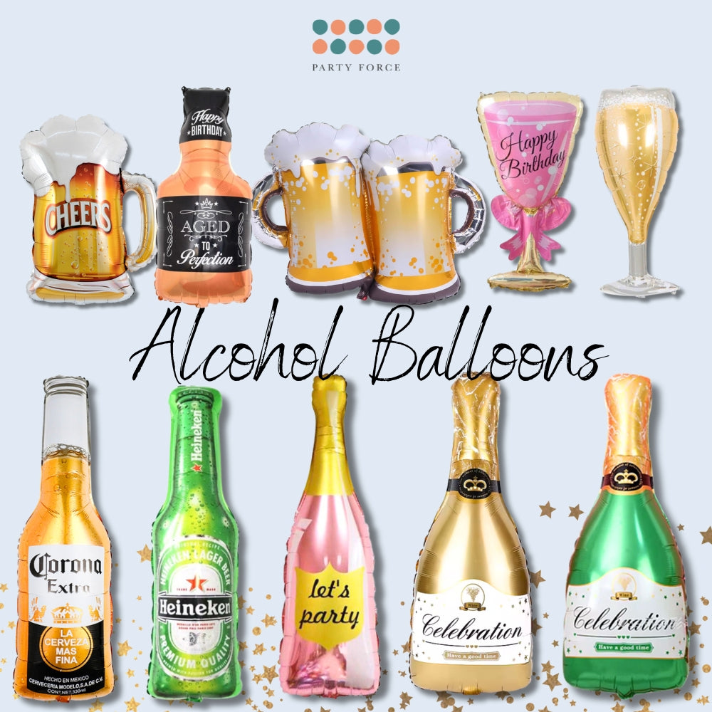 Large Size Champagne Whisky bear foil balloon for birthday party decoration