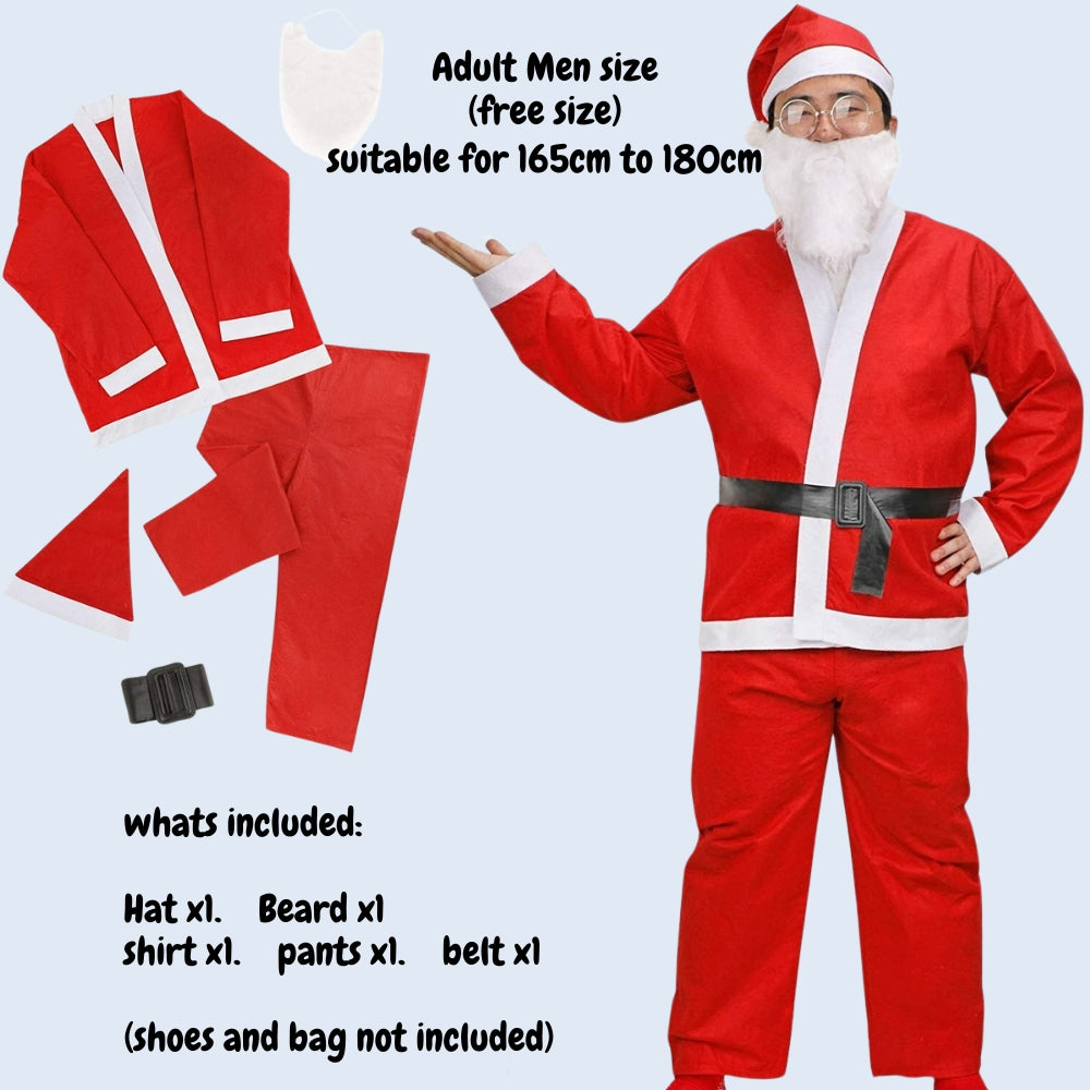 Christmas Santa Claus Costume Set Kids Women Men
