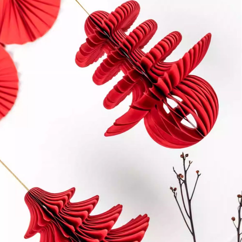 CNY Chinese New Year Honey comb hanging paper decoration and CNY table top display