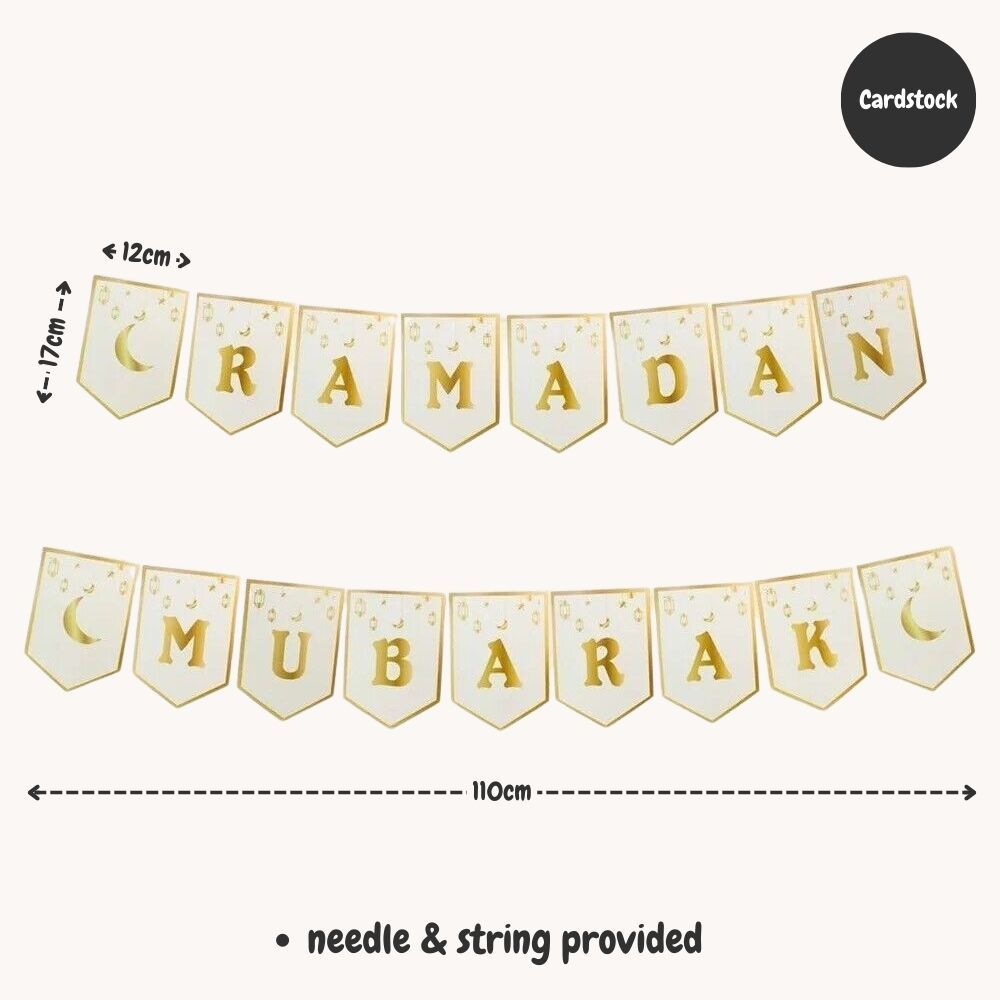 Hari Raya Eid Mubarak Banner Ramadan Wooden Cardstock Burlap Raya Hanging Banner Wall Decoration