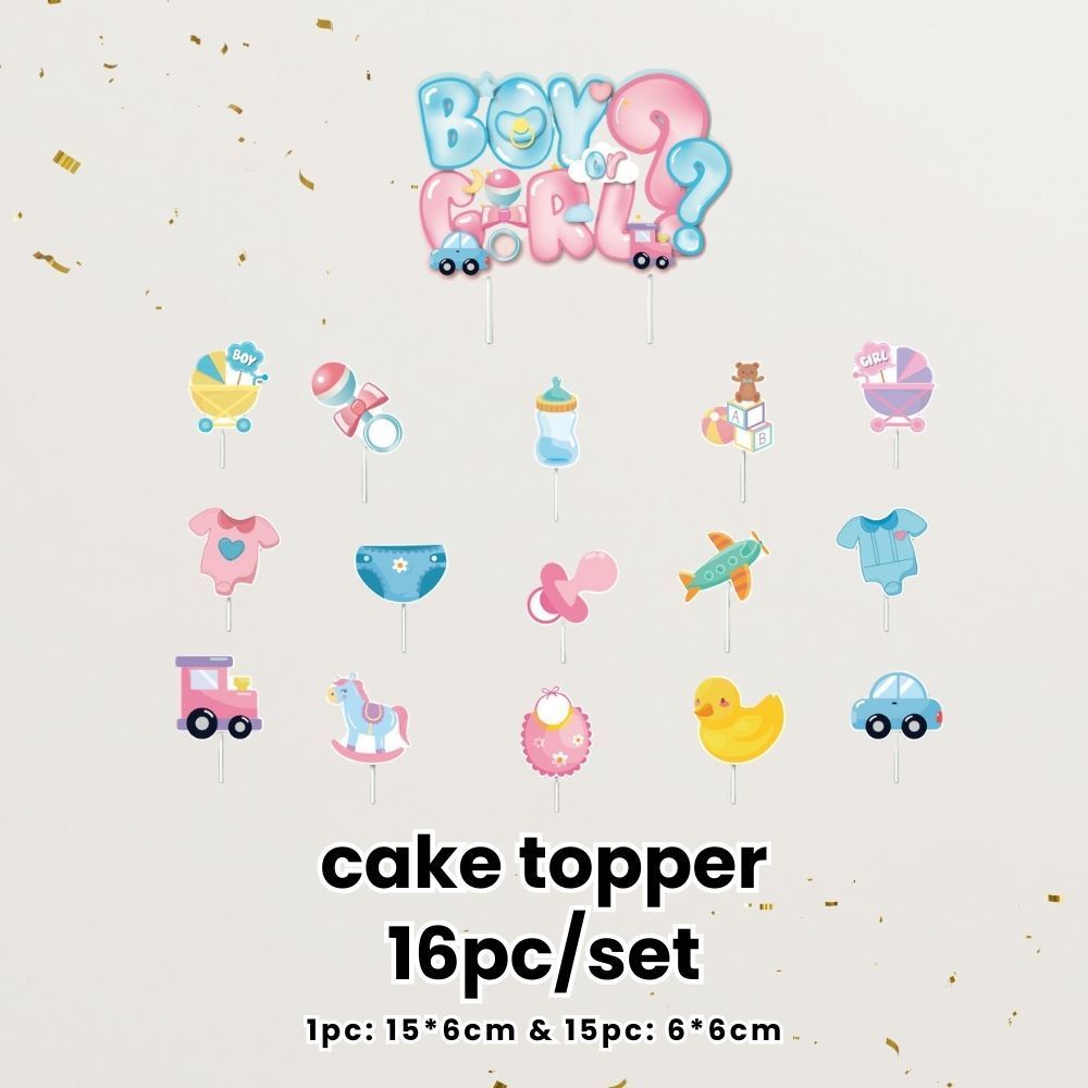 Gender Reveal Party Essentials Balloon Decoration Boy or Girl Banner Confetti Popper
