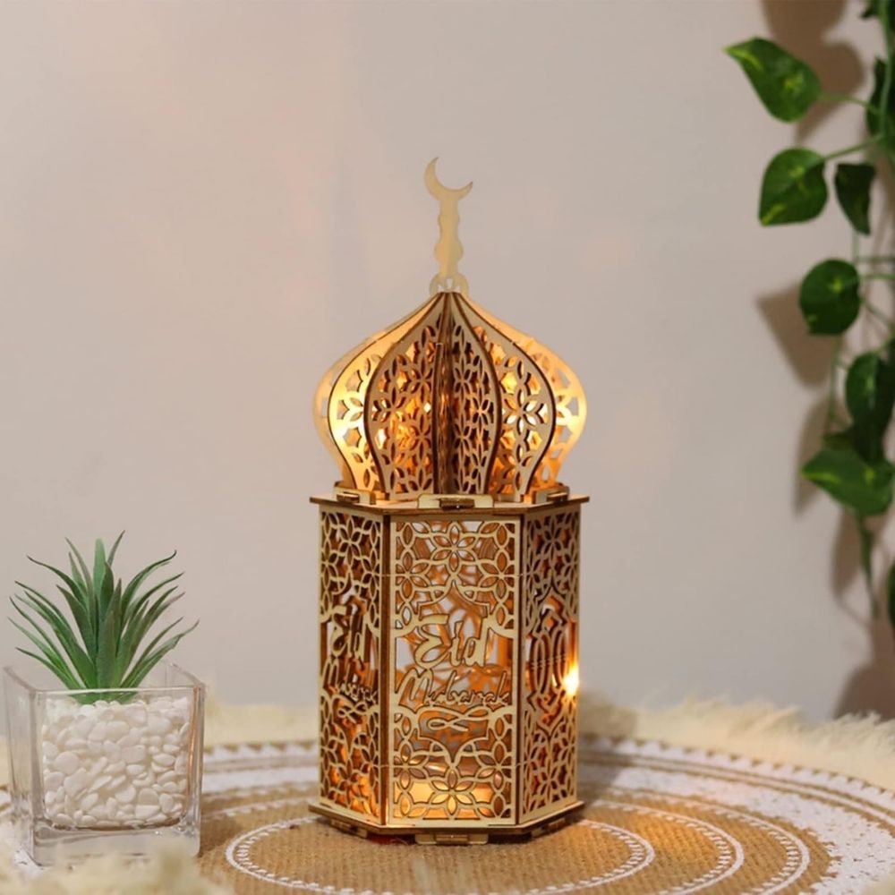 Hari Raya Wooden Decor Lamp Eid Mubarak Ramadan Hanging Sign Banner Home Decoration