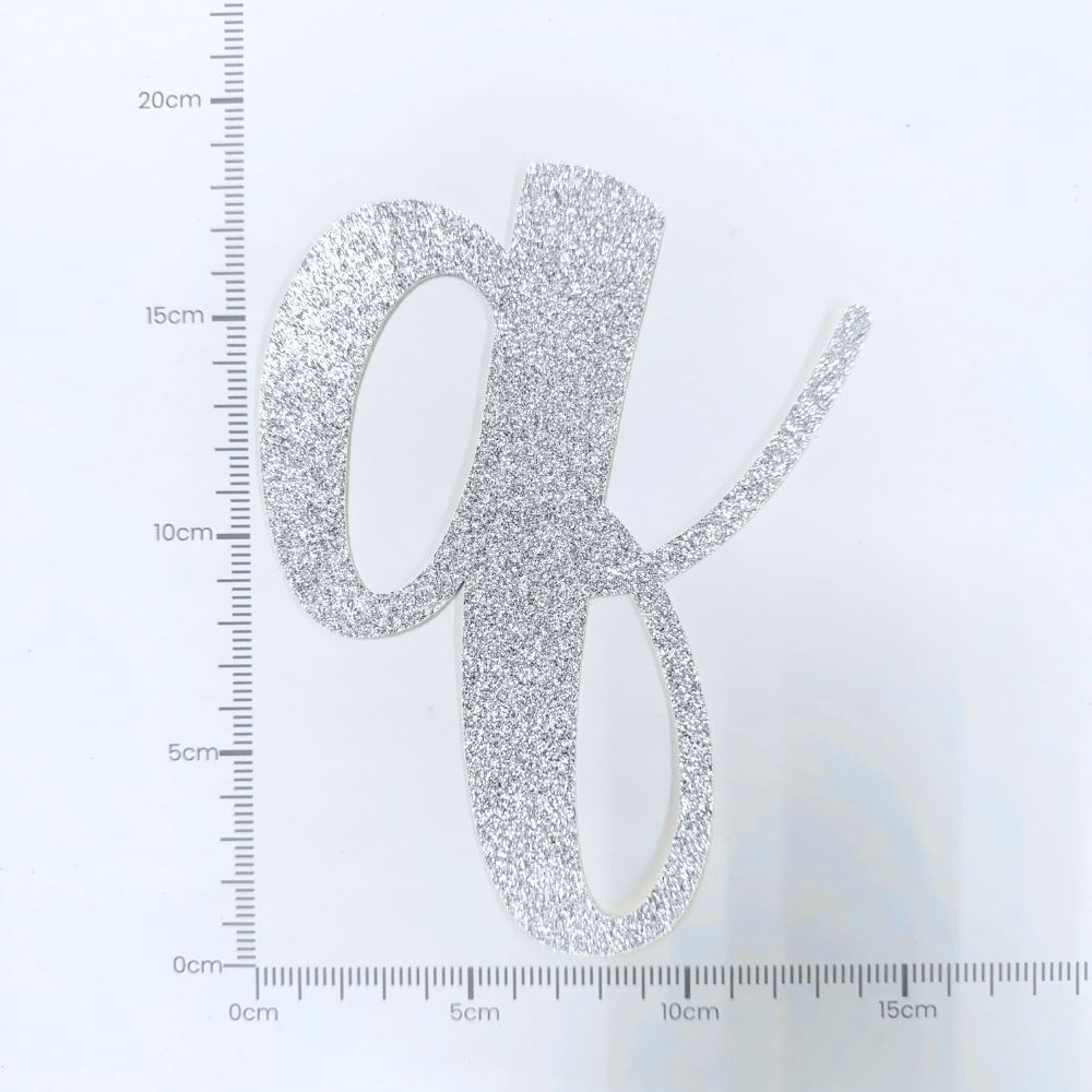 Custom Cursive Glitter Silver Script Font Banner