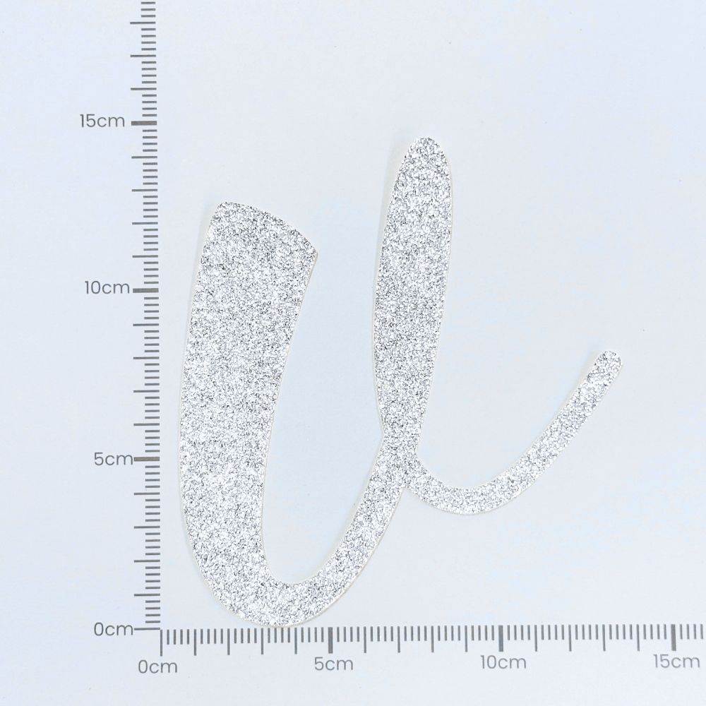 Custom Cursive Glitter Silver Script Font Banner