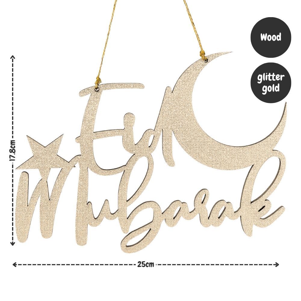 Hari Raya Wooden Decor Lamp Eid Mubarak Ramadan Hanging Sign Banner Home Decoration