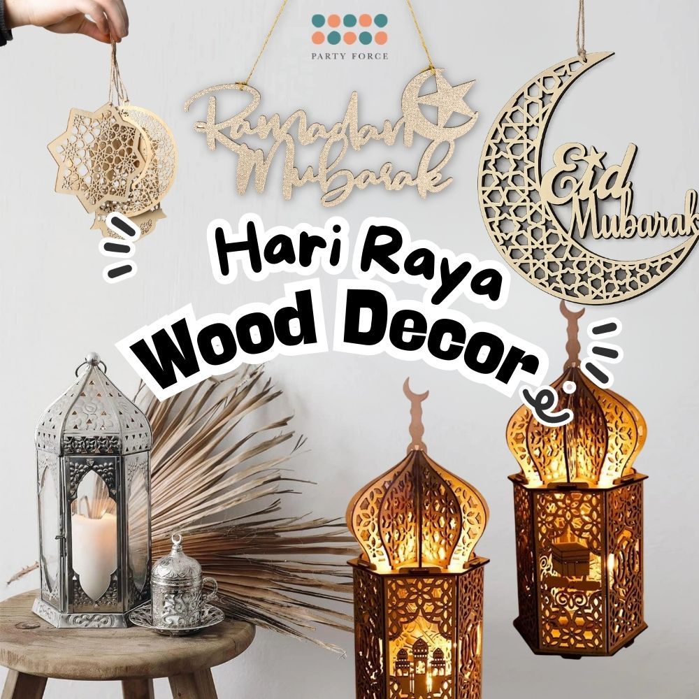 Hari Raya Wooden Decor Lamp Eid Mubarak Ramadan Hanging Sign Banner Home Decoration