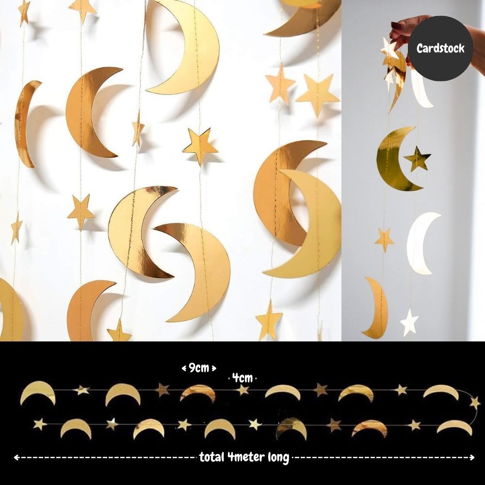 Hari Raya Eid Mubarak Banner Ramadan Wooden Cardstock Burlap Raya Hanging Banner Wall Decoration