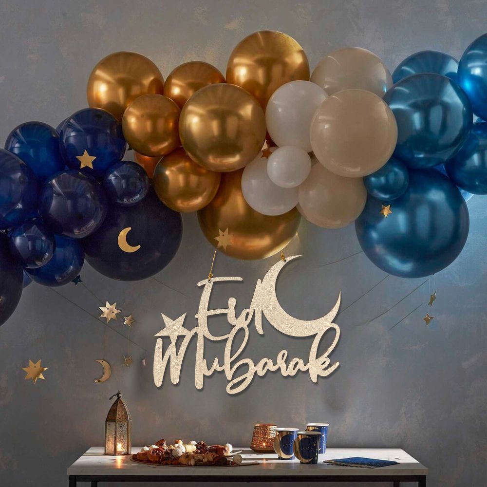 Hari Raya Wooden Decor Lamp Eid Mubarak Ramadan Hanging Sign Banner Home Decoration