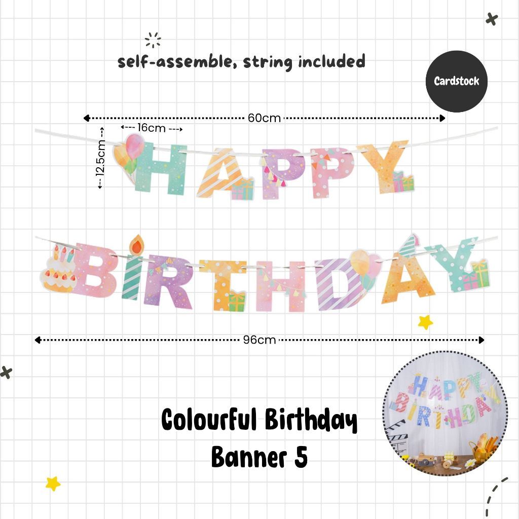 Happy Birthday Banner Garland Birthday Party Bunting Happy Birthday Foil Banner