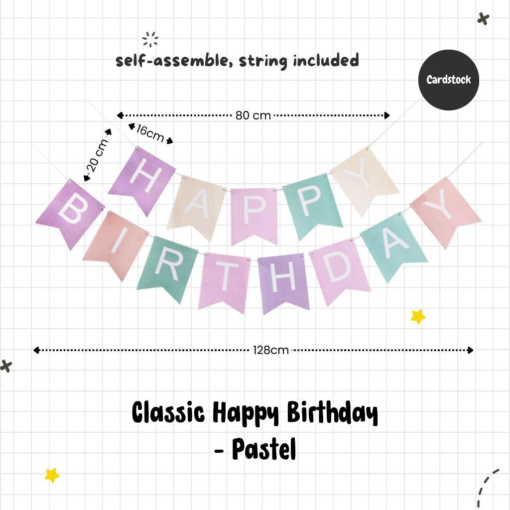 Happy Birthday Banner Garland Birthday Party Bunting Happy Birthday Foil Banner