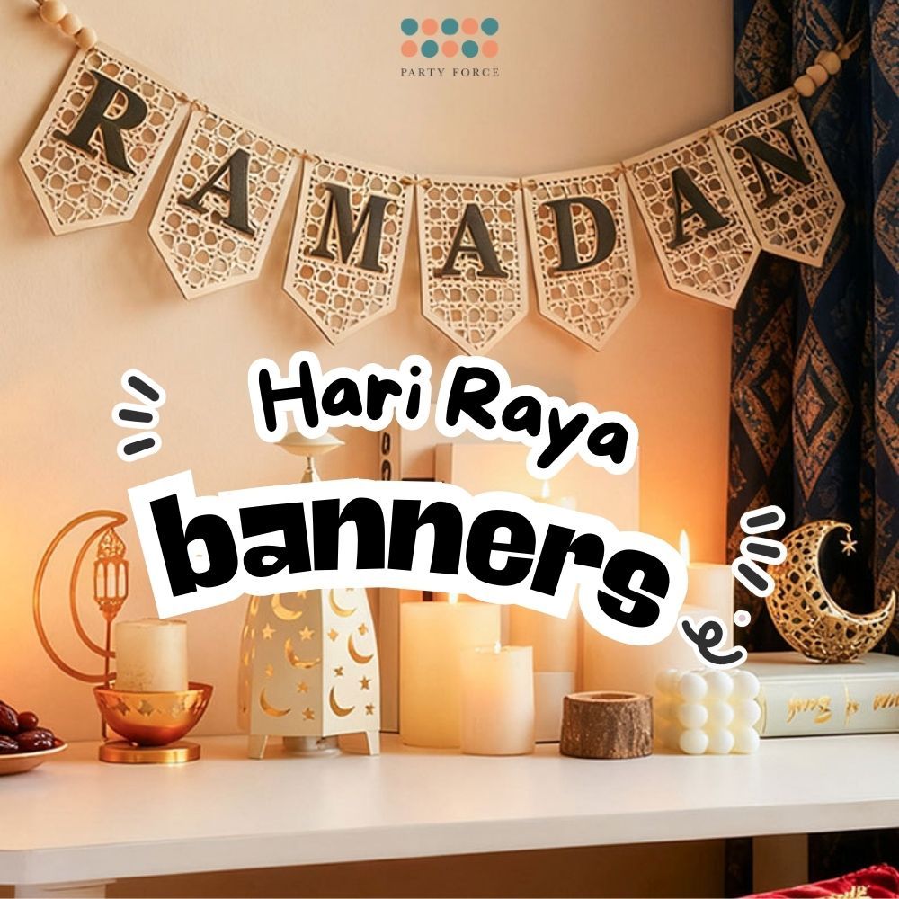 Hari Raya Eid Mubarak Banner Ramadan Wooden Cardstock Burlap Raya Hanging Banner Wall Decoration