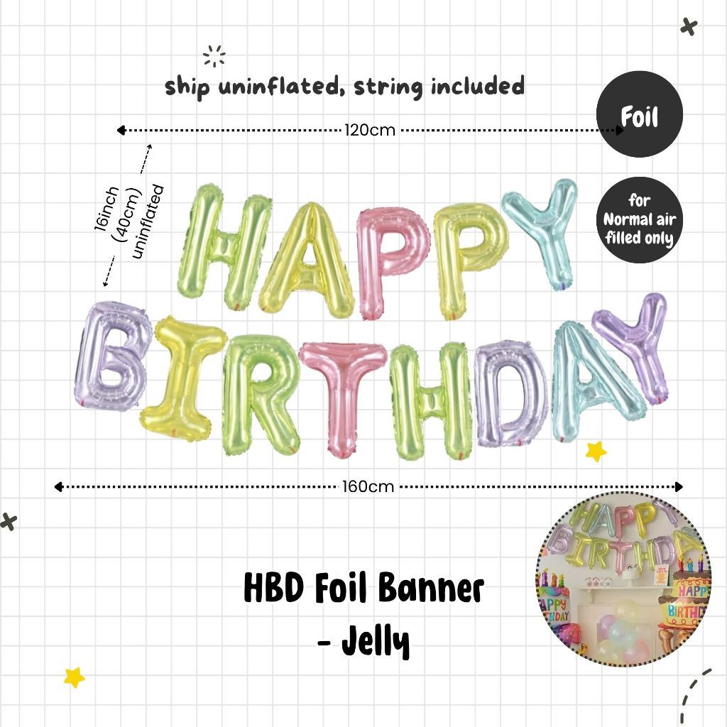 Happy Birthday Banner Garland Birthday Party Bunting Happy Birthday Foil Banner