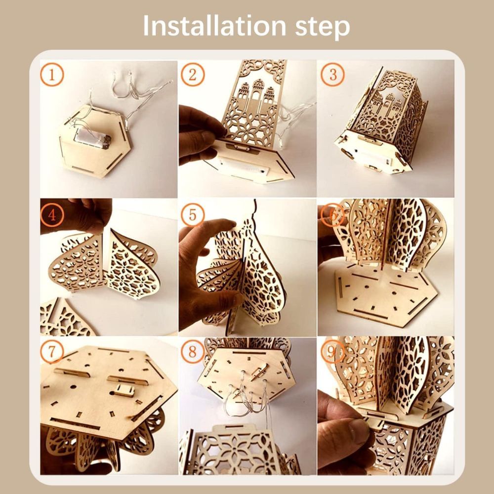 Hari Raya Wooden Decor Lamp Eid Mubarak Ramadan Hanging Sign Banner Home Decoration