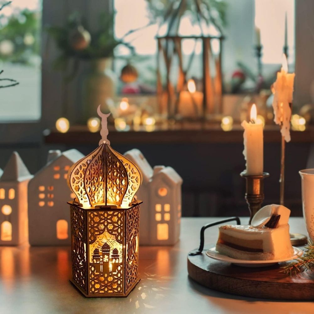 Hari Raya Wooden Decor Lamp Eid Mubarak Ramadan Hanging Sign Banner Home Decoration