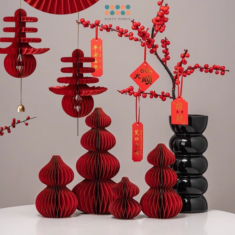 CNY Chinese New Year Honey comb hanging paper decoration and CNY table top display