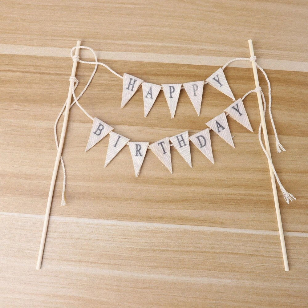 Happy Birthday Triangle Banner Cake topper